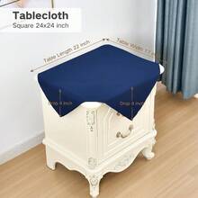 Mantel cuadrado pequeño de 24x24 pulgadas, lavable de poliéster, mantel de mesa lateral sólido azul marino, cubierta de mesa auxiliar resistente para comedor, hogar y fiesta - Azul marino, 24 pulgadas x 24 pulgadas, cuadrado - Ver 3