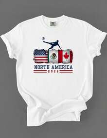 Unisex Football 2026 Shirt USA Mexico Canada Soccer Tee Football Fan Gift World Cup Supporter T-Shirt Soccer Player Grap - 白色 - 查看 1