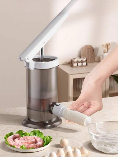 DIY Manual Sausage Stuffer With 4 Different Sized Funnels And Plastic Stuffing Tools, Suitable For Home Kitchen And Camping Use