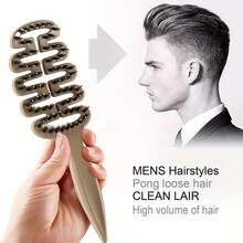 防毛躁美发梳：10°弧形设计贴合头型，空心木柄（握感舒适），2厘米柔软圆齿按摩头皮（不拉扯头发），长短齿交替减少油脂，均匀加热快速干发，轻松梳理头发 - 彩色 - 查看 5