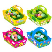 8 Peças Cesta de Presente de Páscoa, Sacolas de Presente de Coelho de Páscoa Feitas à Mão DIY, Acompanha 12 Adesivos Coloridos para Decoração DIY de Cestas de Presente, Decorações de Festa do Coelho da Páscoa