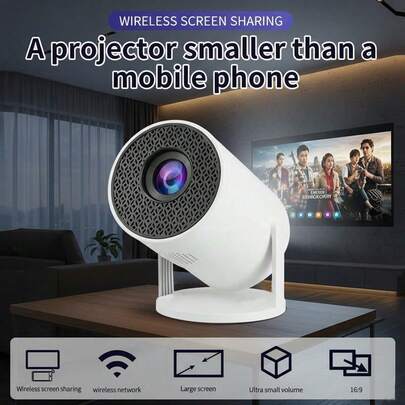 Portable Projector, 180° Adjustable Angle, Fast Focus - Compatible With IOS, Android, Windows And More | Comes With Remote Control, Ideal For Smartphones, USB Devices And Home Cinema