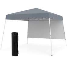 10 X 10FT Pop Up Canopy Tent W/ 1 Sidewall Portable Backpack, 4 Stakes Slant Leg - Default - View 3