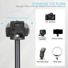 三合一可伸缩三脚架自拍杆，带COB补光灯 | 360°球形云台、冷靴接口和1/4英寸螺丝，兼容手机、相机和网络摄像头 | 便携式多功能摄影摄像支架 | 铝合金材质，Eonix品牌 - 手提式伸縮三腳架 - 查看 5