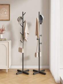 Cream-Colored Standing Clothes Hanger Rack, Bedroom Vertical Hanging Bag Rack, Entryway Small Clothes Storage Organizer, Simple Home Coat Rack - Multicolor - View 4