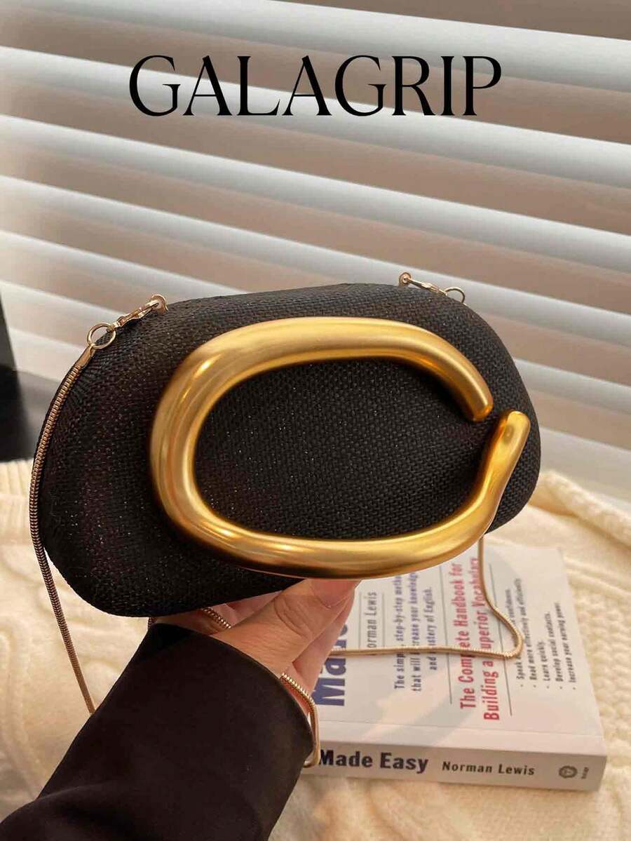 1件时尚百搭高端小众手提包，适合外出、街头漫步和晚宴 - 黑色 - 查看 1