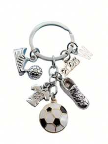新款时尚A-Z字母金属钥匙扣，男士时尚足球钥匙圈，足球鞋礼物，足球汽车钥匙链，派对饰品 - 彩色 - 查看 21