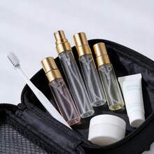 10个2毫升/3毫升/5毫升/10毫升便携式透明玻璃可灌装香水瓶，带铝制喷雾器，金色喷雾瓶，相同样品空瓶 - 無色 - 查看 1