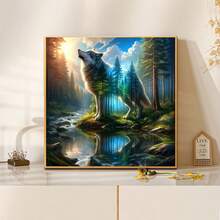 Bộ tranh đính kim cương 5D hình tròn và vuông dành cho người lớn và người mới bắt đầu, hình ảnh Sói trong rừng. Tranh đính kim cương hoàn chỉnh, bộ tranh nghệ thuật đính kim cương, trang trí tường nhà, phòng ngủ, văn phòng thủ công. - Nhiều màu - Xem 3