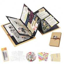 CYPNÁlbum de FotosScrapbook con 84 Pegatinas 8 Bolígrafos de Colores 5 Plantillas 1 Fijo Álbumes de Recortes de Bricolaje para Regalos de Cumpleaños Navidad Parejas Aniversarios de BodaFashion - 224159688 - Ver 1