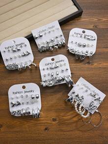 (NUEVO) Set de 2/36 piezas o Set de 1/18 piezas Elegante conjunto de aretes con diseños florales, lazos, geométricos, corazones y estrellas para mujeres, adecuado para vacaciones, fiestas, citas, uso casual, banquetes, diario, viajes, sesiones de fotos