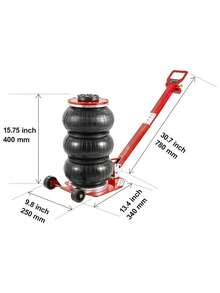 Air Jack  3 Ton 6600 Lbs Triple Bag Air Jack  Airbag Jack With Six Steel Pipes  Lift Up To 17.7   3-5 S Fast Lifting Pneumatic Jack  With Adjustable Long Handle For Cars  Garages  Repair (Red) - 紅色 - 查看 10