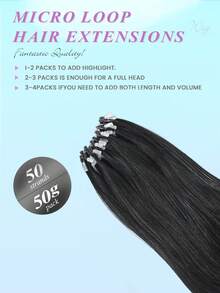 50片装微环接发片，混合直发，微珠连接，带鱼线，50克，女士自然色接发片 - SNatural - 查看 6