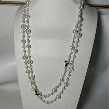 1pc Fully Rhinestone & Pearl Decor Long Necklace, Fashion Versatile Sweater Chain, Suitable For Dress, Suit, Party, Evening Wear - Multicolor - View 11