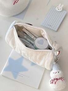 1个圣诞雪人/小狗笔袋 大容量可爱文具袋 毛绒高档小众铅笔盒 文具盒 - 彩色 - 查看 9