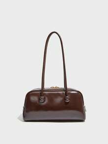 This Fashionable And Classic Shoulder Bag Features A Solid Color Design With A Letter Graphic, And Comes With Dual Handles, Making It Very Suitable For Daily Use And Travel. Whether For Work, Shopping, Or Dating, It Is The Ideal Choice For Your Everyday Outings. - Coffee - View 2