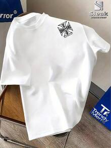 Men'S West Coast Choppers Letter Print T-Shirt |   Casual Fashionable Crew Neck Short Sleeve, Breathable, Summer Season Graphic Tee Mens Clothes - 灰色 - 查看 2