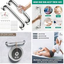 XISH 40CM Barra de  para Bao, Barras de Agarre Antideslizantes para Bao, Pasamanos Acero Inoxidable,para Barra de Agarre Ducha Discapacitados,Ancianos(2pcs) - plateado+40 - Ver 1