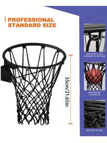 1个标准篮球架网，适用于专业比赛和室内训练，黑色涤纶篮球网