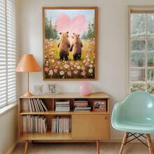 Tranh vải treo tường hình cặp gấu | Trang trí tường ngày Valentine, Trang trí ngày Valentine phong cách mộc mạc, Quà tặng tình yêu hình gấu đáng yêu, Tranh in nghệ thuật, Tranh sơn dầu hoa dại phiên bản in, Đồ dùng cho bé_ Tranh treo tường có khung hoàn hảo cho trang trí phòng chơi, phòng trẻ sơ sinh, phòng giữ trẻ, trường mầm non, phòng bé trai, phòng ngủ bé gái, ngày Valentine - Nhiều màu - Xem 6