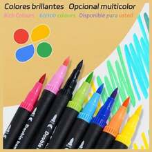 Rotulador acuarelable de 100 colores (0,4 mm/1-2 mm),Rotulador pincel no txico para principiantes,estudiantes,aficionados - 100 COLORES - Ver 6