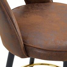Tabouret de bar pivotant 360° - Revêtement technologique brun respirant et confortable - Siège rembourré, adapté à la cuisine, salle à manger, bar ou terrasse - Vendu par pack de 2 - Marron + Noir + Tissu + Métal + Lot de 2 - Voir 10