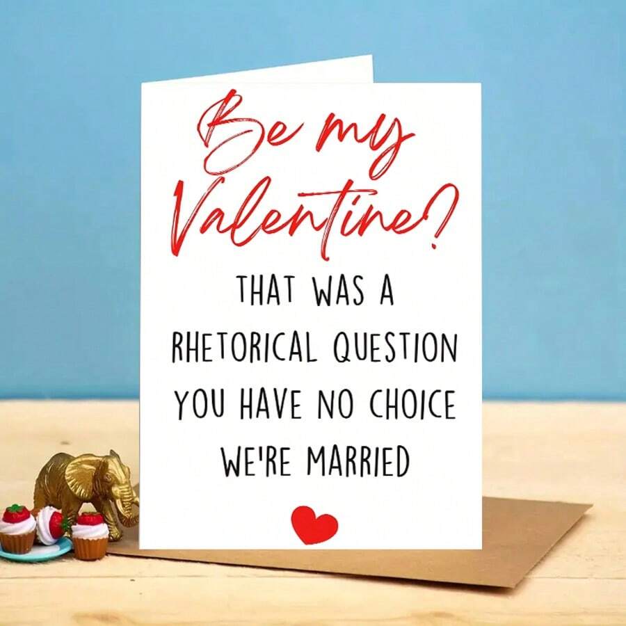 1pc Funny Couple Card With Envelope, Humorous Valentine's Day Greeting Card For Husband And Wife, Romantic Anniversary Card Gift For Spouse - Multicolor - View 1