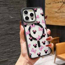 Disney Patterned Phone Case. Mickey Mouse, Stitch, Donald Duck, Minnie Mouse, Goofy, Pluto, And Daisy Duck Pattern. Magnetic Phone Case.  Compatible With IPhone 17, 16, 15, 14, 13, 12 Pro Models And Galaxy, Offering Shockproof Protection. A Special Gift For Family, Friends, Birthdays, Holidays, And Special Occasions. A Stylish And Fun Accessory To Brighten Up Your Device With What And What Flair. - 粉色 - 查看 6