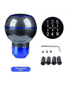 1pc Universal Leather 5-Speed Shift Knob Gear Shift Lever Racing Aluminum Manual Transmission Gear Shift Handle Car Accessories (2 Random Bottom Styles Of Shift Knob) - A - View 13