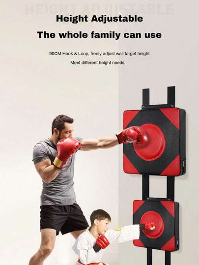1个静音壁挂式拳击沙袋 - 高强度红/蓝PU皮革，降噪设计，内置减震芯 - 适用于家庭健身房、公寓、室内拳击训练 - 拳击配件 - 家用健身器材 - 高强度训练装备 - 家用拳击沙袋 - 静音健身器材 - 健身套装