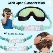 2 Pack Kids Swim Goggles For Kids 3-15 180° Wide View UV Protection Anti-Fog Pool Water Swimming Goggles For Boys Girls Youth Toddler - Lightgreen & Black - View 4
