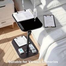 Adjustable Folding Side Table/Laptop Desk, Hospital Bed Table, Suitable For Sofa Bedside, Movable Lifting Table, Durable Bedside Table With Locking Wheels, Suitable For Hospital, Home, And Office, Two Colors Available - Bàn làm việc bằng gỗ óc chó có thể điều chỉnh độ cao - Xem 8
