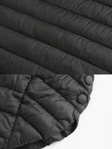1pc Women's Lightweight Padded Coat, Spring New Style, Mid-Length, Outdoor Sports, Casual Versatile, Solid Color, Zipper, Spring Outwear - Black - View 3