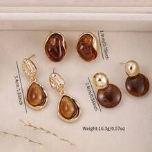 6pcs Creative Personality Oval Shape Women's Fashion Dangling Earrings Set Elegant Vintage Style Earrings Suitable For Daily Matching And Wearing As A Gift - Kiểu thứ hai - Xem 5