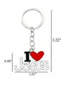 1pc Keychain "I Love Jesus" Heart Pendant Keychain - Durable Alloy Christian Ornament, Exquisite Religious Prayer Gift For Men Women, Ideal For Independence Day Easter Decor - Nhiều màu - Xem 8