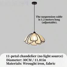 1个30厘米/50厘米新款中国侘寂禅意花瓣灯罩，编织复古吊灯灯罩，由11片花瓣组成，E26/E27灯座，适用于餐厅、客厅、卧室、书房、走廊等场所，可用作装饰吊灯或节日装饰灯。仅含灯罩，不含光源。 - 彩色 - 查看 15