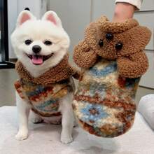 Winter Warm Fleece Pet Hoodie, Bohemian Fair Isle Pattern, Suitable For Teddy Bear, Poodle, Brown Bear And Other Dogs & Cats