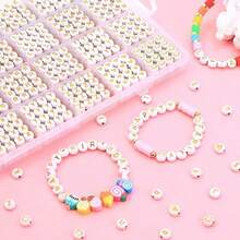 1 Box Round Letter Beads, 28 Styles Gold A To Z Alphabet Acrylic Beads Set, Heart Shaped Beads, Suitable For DIY Bracelets, Necklaces And Jewelry Making, Valentine's Day Handcraft Gift - Multicolor - View 7