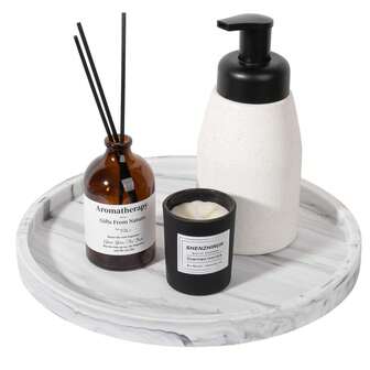 1 Marble White Bathroom Vanity Tray, Made Of Silicone, Suitable For Countertop, Can Be Used To Place Perfumes, Keys, Jewelry, Rings, Etc, And Can Also Be Used As A Decorative Soap Dispenser, Used To Store In The Kitchen Sink.