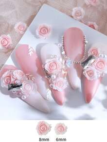 9 Sets/30pcs Gradient Light Color Resin 3D Rose Flowers With Pearl Beads, Suitable For Nail Art Decoration, DIY Jewelry Design, Valentine's Day - Multicolor - View 7