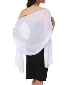 Shawls And Wraps For Evening Dresses Sheer Chiffon Women Elegant Soft Silky Wraps Wedding Bridal Scarf - White - View 5