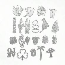 10/30/50/100个混合随机蕾丝金色模板模具切割模具装饰切割板模具切割剪贴簿纸工艺DIY卡片 - 銀色 - 查看 5