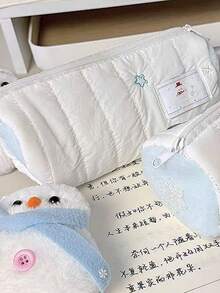 1个圣诞雪人/小狗笔袋 大容量可爱文具袋 毛绒高档小众铅笔盒 文具盒 - 彩色 - 查看 6