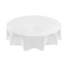 YUNRUX 10 Packs Runde Tischdecke, 90-Zoll-Runde Tischdecke, waschbar Tischdecken Tischabdeckung für Hochzeit Party Bankett - Weiss - Übersicht 6