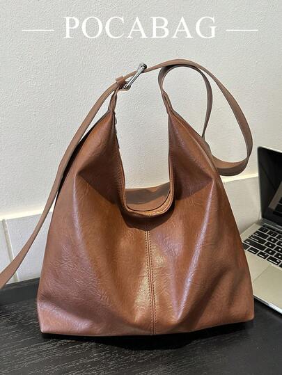 2026 New Fashion Solid Color Commuter Tote Bag, Minimalist Niche Design Underarm Bag, Stylish Large Capacity Shoulder Bag