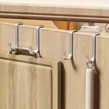 5pcs Double Hook Hangers - Suitable For Bedside, Door, Bathroom & Kitchen Wall | No Drilling Required, Space Saving, Sturdy Adhesive For Bathrobes And Towels - Silver - View 5