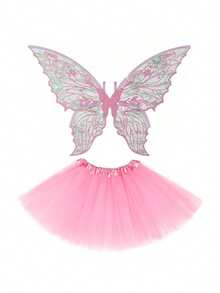 仙女服装套装，配有蝴蝶和四叶翅膀以及薄纱裙，适合公主派对角色扮演、节日服装道具、嘉年华等场合。 - 彩色 - 查看 5