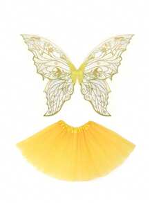 仙女服装套装，配有蝴蝶和四叶翅膀以及薄纱裙，适合公主派对角色扮演、节日服装道具、嘉年华等场合。 - 彩色 - 查看 7