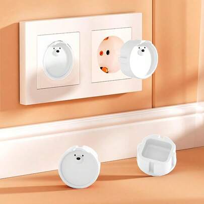 3/5/7/10Pcs EU Outlet Plug Covers Baby Proof, Child Socket Covers With Cute Bear Design, Electrical Outlet Protectors, Baby Accessories For Girls Bedroom Accessories
