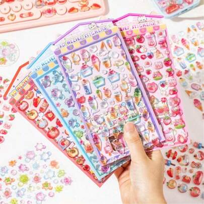 Pegatinas 3D de dibujos animados, recompensas para estudiantes, regalos navideños, fundas de teléfono DIY suaves y lindas, cuadernos, juguetes de agitador, pegatinas 3D en relieve con diseños lindos